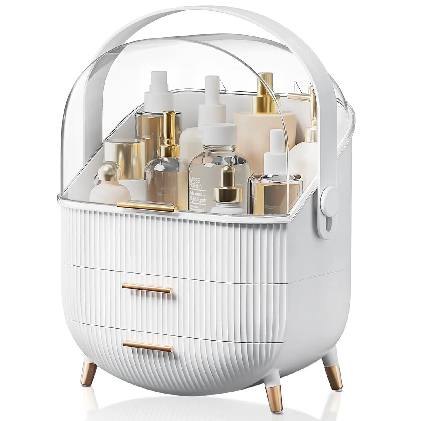 Makeup Storage Organizer with Lid Waterproof Cosmetics Skincare Organizer for Vanity Portable Cosmetics Storage Box for Girls